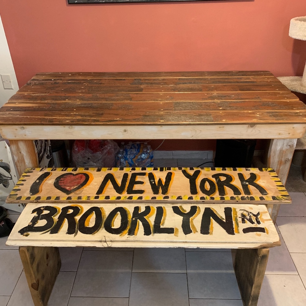 Kitchen Table W/ Two Custom NY Benches